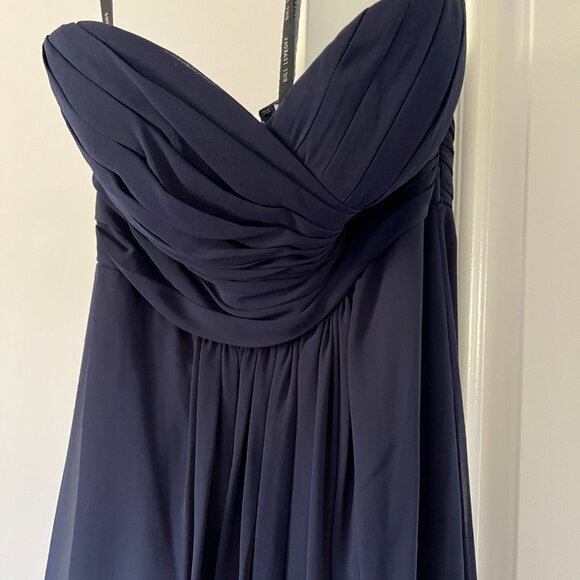 Strapless, Navy -  Bill Levkoff Full Length Dress Size 6 - Picture 3 of 5
